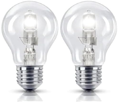 Image of 2 Pack 70W =(100W Eqv) Eco Classic ES E27 Traditional Bulbs, 100% Dimmable, 1200 Lumen, 2700K Warm White, AC 230V, A19, Edison Screw, Instant On, GLS Round, for Lamps, Wall Lights, Pendants