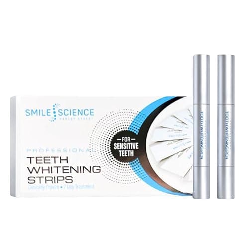 Image of Smile Science Harley Street Trial Starter Bundle - Teeth Whitening Strips & Pens for Sensitive Teeth - Peroxide-Free Removes Coffee Stains - Enamel Safe, Vegan