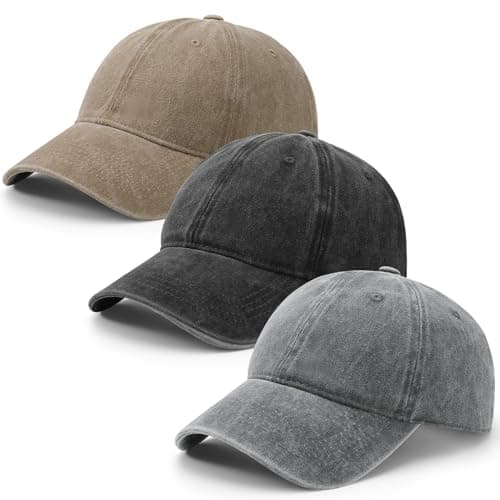 Image of ViEinkaufen 3 Pack Baseball Caps Adjustable Washed Vintage Hat Cotton Distressed Base Ball Caps for Men Women Outdoor Golf Tennis