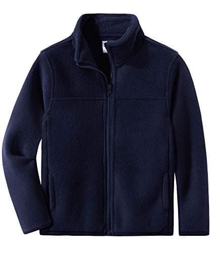 Image of Spring&Gege Kids Solid Full-Zip School Outdoors Polar Fleece Jacket for Boys Navy Blue Size 7-8 Years