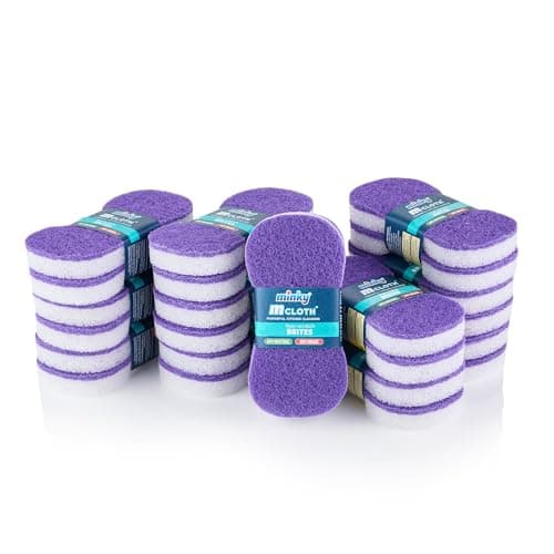 Image of Minky Brites, 24 Pack, Non-Scratch, Anti-Bacterial and Anti-Grease Washing Up Sponge, Cleaning Products, Kitchen Sponge, Scourers Purple