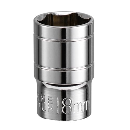 Image of Youzzei 18mm 1/2 Inch Square Drive Socket, 6 Point Metric Socket, Polishing Chrom Vanadium Alloy Steel 18mm Sockets 1/2" Drive for Car Repair Mechanical Maintenance Home Use