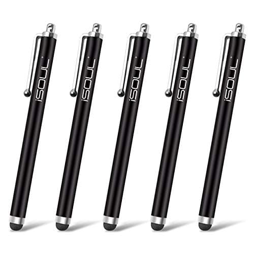 Image of ISOUL Stylus Touch Pen, [5 PACK] Styli Capacitive Touchscreen Pen Steel Stylus For iPhone, iPad Mini, Pro, Galaxy, Note, Tab, Nexus, Nokia, Blackberry, OnePlus, Tablets and More (Black)