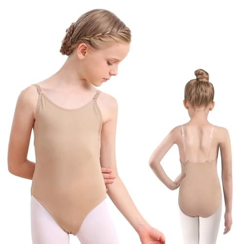 Image of Innovess Nude Leotards for Girls & Women, Nude Ballet Leotards with Adjustable Strap & Clear Strap, Girls & Adult Camisole Leotard Bodysuit, Seamless Undergarment Dancewear for Gymnastics and Dance