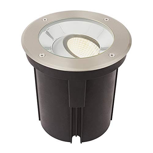 Image of National Lighting Hoxton Brushed Stainless Steel Buried Walkover Drive Over Outdoor Driveway Ground Weatherproof Adjustable 16.5W LED 3000K Uplighter IK08 Impact IP67 Rated