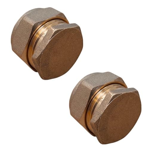 Image of 15mm Brass Compression Stop End – Pack of 2 | No Soldering Required | Blank Cap for Copper Pipe Plumbing