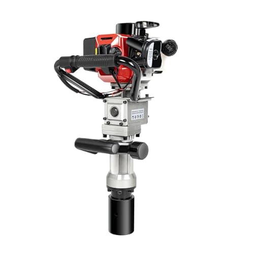 Image of Petrol Post Driver, 2 Stroke 32.7Cc Fence Knocker, 8500RPM Pile Jack Hammer with 2 Post Driving Head and 2 Sockets for Farm, Ranch Fencing, Road Improvements