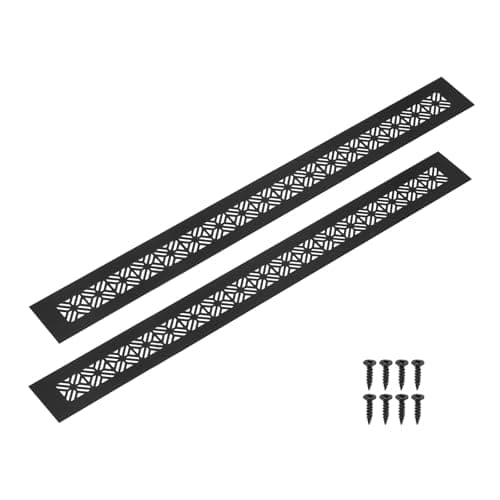 Image of sourcing map 2Pcs Aluminum Alloy Air Vents, 500 x 50mm / 19.7 x 2" Rectangle Louvered Ventilation Grille Cover with Mounting Screws for Door Cabinet Wardrobe, Matt Black