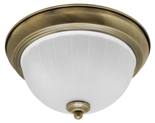Image of Long Life Lamp Company Flush Mounted Brass Ceiling Light Frosted Glass Dome Shade Metal Surround IP44 Bathroom, Home (Brass H3120)