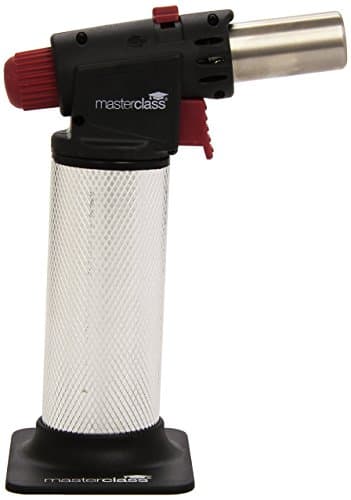 Image of MasterClass Blow Torch, Refillable Kitchen Gas Torch, Adjustable Anti-flare Flame, Non-Slip Metal Design, Silver/Black/Red