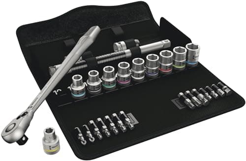 Image of Wera 05004078001 8100 SC 8 Zyklop Metal Ratchet Set with Switch Lever, 1/2" Drive, Metric, 28 Pieces