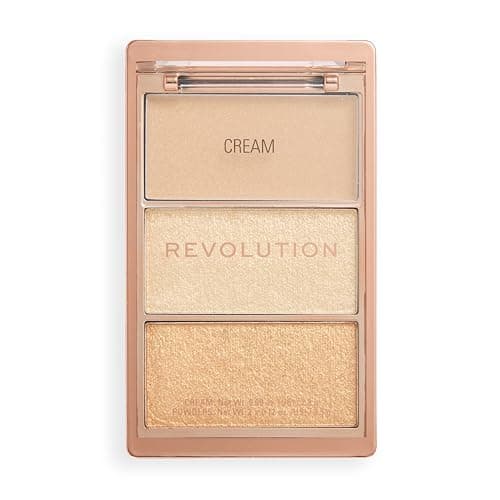 Image of Revolution Highlight Icon Palette, Trio of Cream, Powder and Shimmer, Buildable Pigment to Highlight with Ease, Rose Gold Glow, 2.8g
