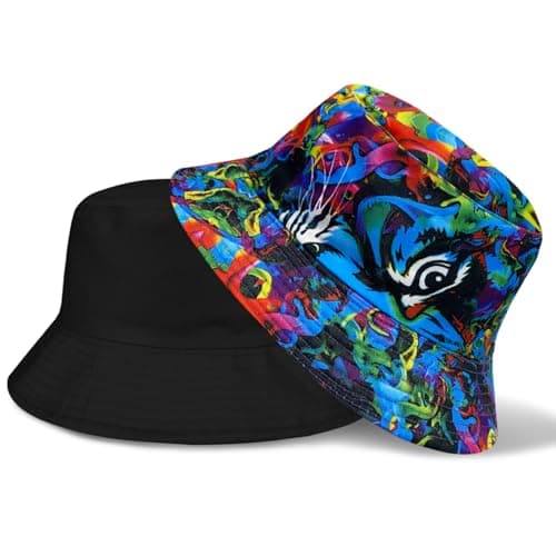 Image of FUIPVGI Summer Bucket Hat, Unisex Reversible Sun Hat, UV Protection Summer Fisherman Hats for Women Men, Fashion Colorful Double Sided Bucket Hats for Hunting Hiking Camping Fishing 56-58cm (Colorful)
