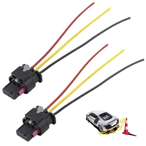 Image of Raheem 2PCS Parking Sensor Kit 3 Pin Connector Parking Sensor Pigtail Plug for VW Audi Skoda Seat Compatible with 4F0973703 4H0973703 Pre-wired 20cm Secure Connection for Quick Repair & Replacement