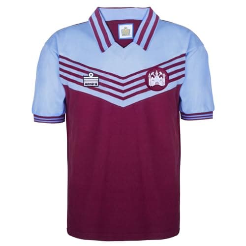 Image of Score Draw West Ham United 1980 Admiral Retro Shirt Claret/Sky Large Cotton