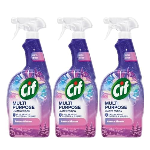 Image of Cif Antibacterial Spray Aurora Blooms Winter Edition 750ml Multi-Surface Cleaner with Floral Winter Fragrance Powerful Germ Protection Assorted Packs (Pack of 3)