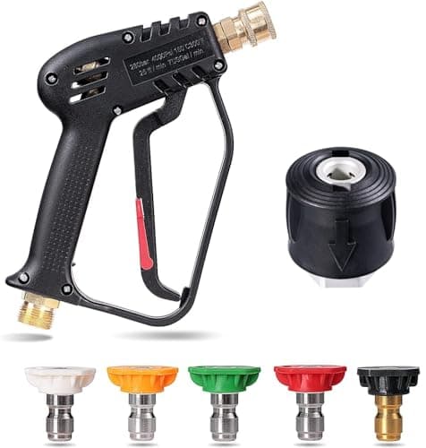 Image of YUET High Pressure Washer Gun Handle with 5 Water Nozzle Tip,Water Wash Cleaner for Car Cleaning Kit(M22 14MM Fitting Hose Connector & 1/4" Bosch Nilfisk Quick Connector) Power Wand 4350 PSI