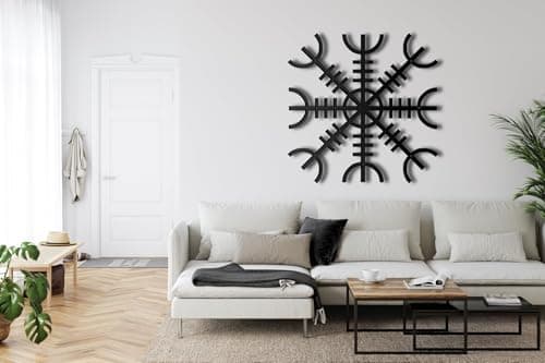 Image of SUSSEXHOME Helm of Awe Metal Wall Decor for Home and Outside - Wall-Mounted Wall Art Decor - Drop Shadow 3D Effect Wall Decoration for Living Room Bedroom [18 x 18 in]