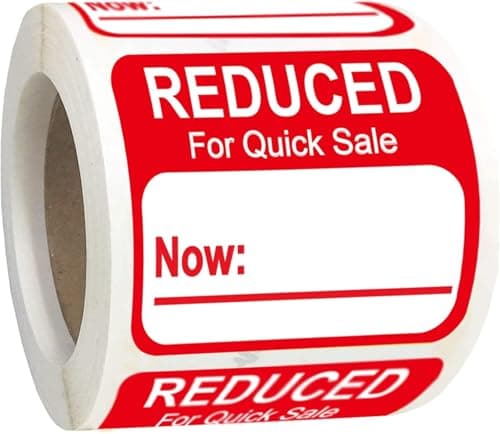 Image of 500 pcs Reduced Stickers Promotional Price Stickers 1.5" X 2" Grocery Store Food Labels，Retail Labels/Tags Ideal for Shops, Butchers, Bakers, Market Sellers