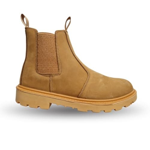 Image of Mens Safety Boots Dealer Twin Gusset Steel Toe Cap Midsole S1 P Work Industrial Contruction Pull On Leather Lightweight Graft (Honey Nubuck, UK Footwear Size System, Adult, Men, Numeric, Medium, 8)