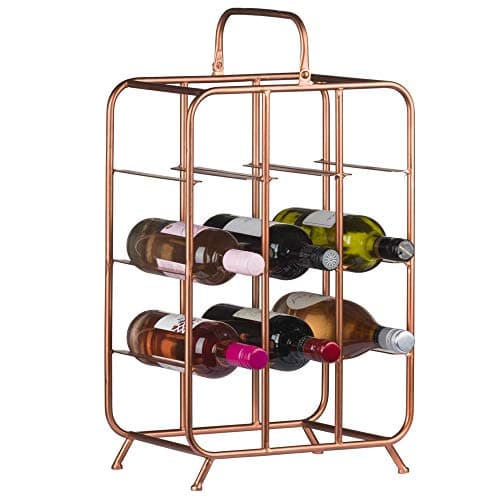 Image of CKB LTD Industrial Inspired 9 Bottle Copper Wine Rack - Holds 9 Bottles - Countertop Mount - Copper Finish