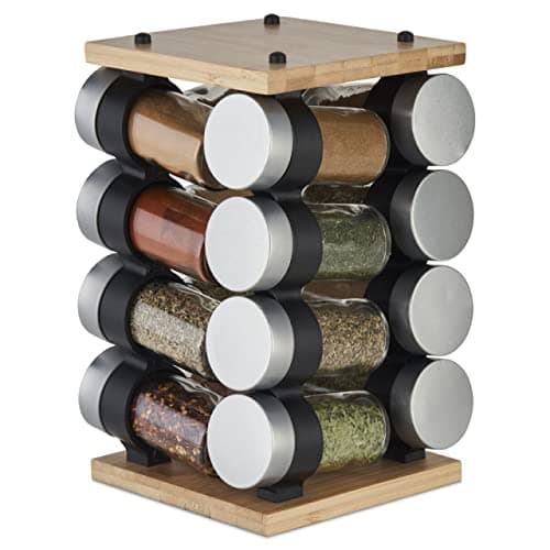 Image of Cole & Mason Blyth Spice Rack Carousel, 16 Jar, Bamboo
