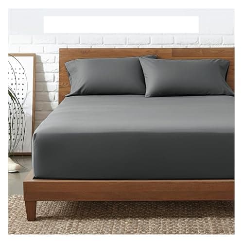 Image of Deep Fitted Sheet King Size Cotton, Charcoal - 300 Thread Count 100% Egyptian Cotton Fitted Sheet Deep Pocket 12 Inch (30cm) Bed Sheets, Breathable Bottom Fitted Sheets No Pillow Cases (150 X 200cm).