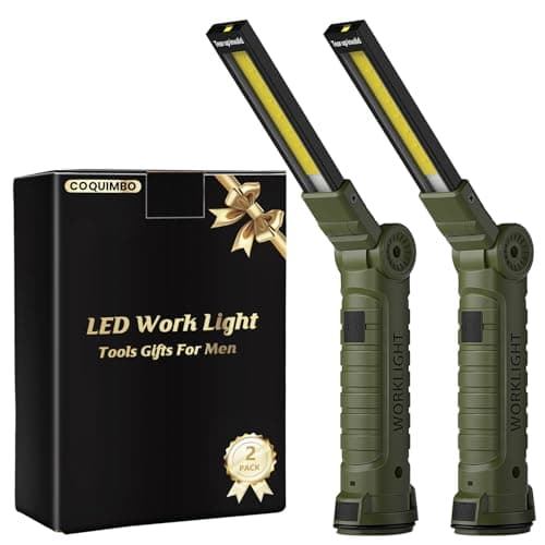 Image of Coquimbo LED Work Light Rechargeable Torch, Gifts for Men Dad Inspection Lamp Light with Magnetic Base 360° Rotate Camping Grill Lights (2 Pack, Green)
