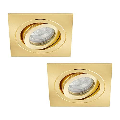 Image of LITECRAFT Recessed Downlight Tiltable Square IP65 Rated Spotlight - (Satin Brass, Pack of 2)
