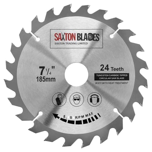 Image of TCT18524T Saxton TCT Circular Wood Saw Blade 185mm x 30mm Bore x 24T for Bosch Makita Dewalt Fits 190mm Saws