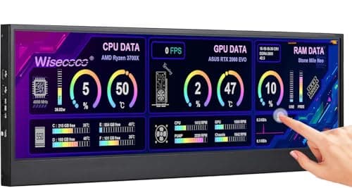 Image of wisecoco 14'' 4K UHD IPS 3840x1100 Stretched Bar Touch Screen Display Monitor for Laptop PC Speed Temperature Compatible with AIDA64 (third‑party) Secondary Monitor for Music Media Timeline Editing