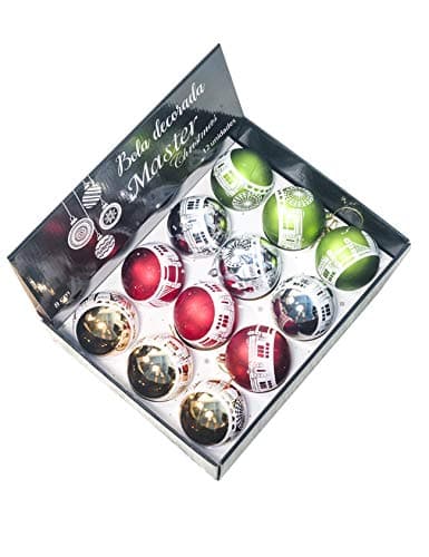 Image of Bestgift 8cm/3.15" Delicate Painting Glittering Shatterproof Christmas Tree Ball Decorative Hanging Baubles Set Section A 12 pcs in 1 box