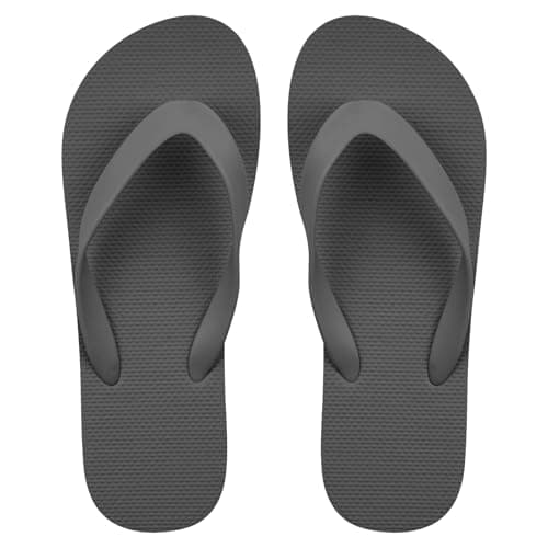 Image of Aomig Unisex Flip Flops Ladies Girl Men Flatform Beach Flip-Flop Slim Rubber Flip Flops Women's Yoga Mat Comfortable Beach Platform Sandals Slip-Resistant Flat Flip Flops(Grey-UK Size-7-8)