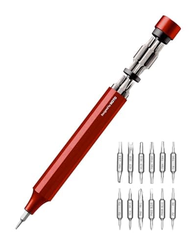 Image of HOTO Precision Screwdriver Set, 24-in-1 Multi-Bit Screwdriver, Mini Hand Set with 12 Double End S2-Steel Bits, Ideal for Phone/Glasses/Watches/Laptop, Cinnabar Red