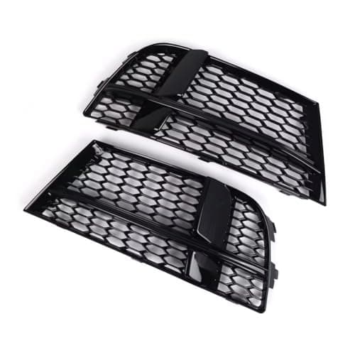 Image of Aptliton Glossy Black Front Kidney Grille for Audi A3 8V S-LINE 2017-2019 - Durable ABS Double Slat Sport Style Bumper Grill - Easy Install - Exterior Car Styling Accessory (With Black Stripe)