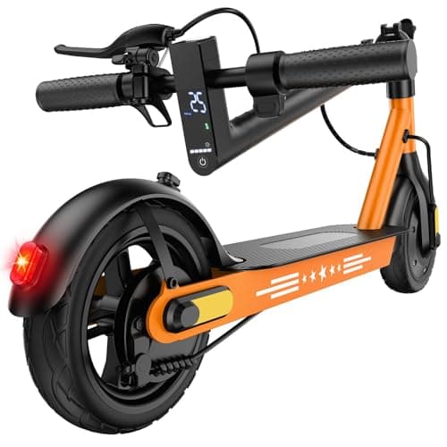 Image of Electric Scooter for Adults,10” Solid Tires,UP to 25KM/H,350W Powerful Motor,35/45KM Range with Braking System,Foldable Lightweight Electric Scooter,Max Load 120KG,App Control-Orange