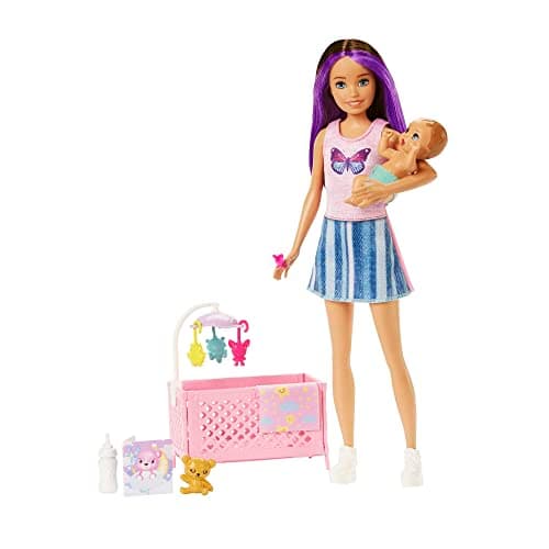 Image of Barbie Skipper Babysitters Inc Crib Toy Playset with Skipper Doll, Baby Doll with Sleepy Eyes, Furniture & Accessories, HJY33
