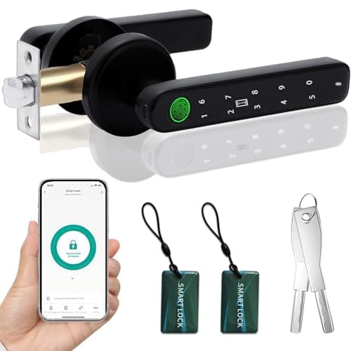 Image of Smart Fingerprint Door Lock, Biometric Keyless Entry Door Lock with APP - Cards - Backup Key - Fingerprints - Codes for Bedroom Hotel Office Apartment and More(Black)