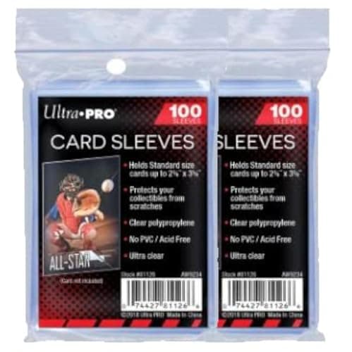 Image of Ultra Pro standard regular soft penny card sleeves for trading cards such as Pokemon, Magic, sports cards, standard size, transparent