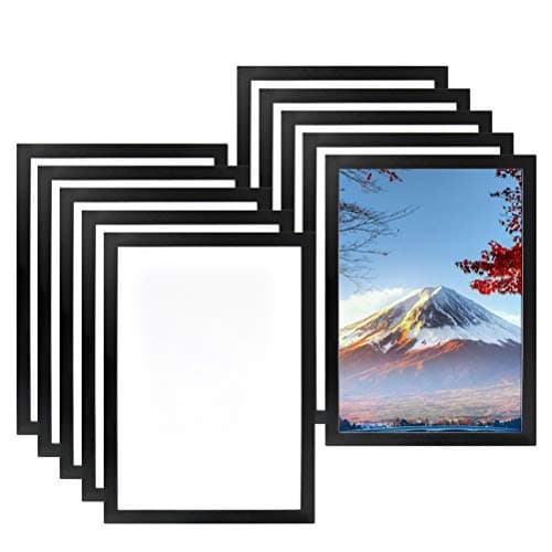 Image of CENBEN 10PCS A4 Magnetic Photo Frames, Self Adhesive Magnetic Picture Frames, Magnet Poster Frame Magnet A4 Paper Display Frame for Paintings, Photos, Notices, Ads, Certificate, Poster(Black)