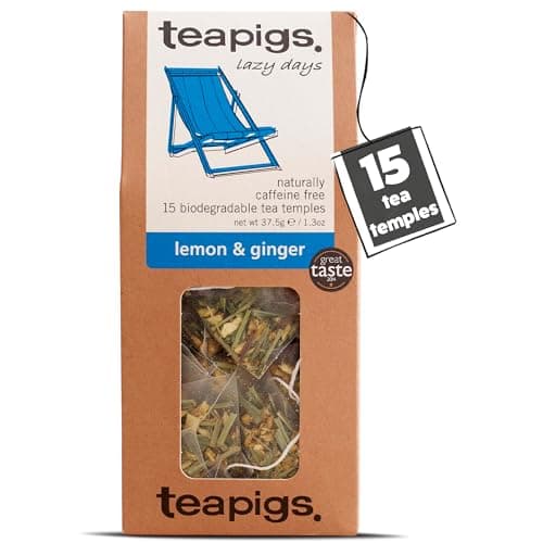 Image of teapigs Lemon & Ginger Tea - Caffeine-Free Herbal Tea Bags with Ginger, Lemon & Liquorice Root - Natural and Refreshing Blend - 15 Temples