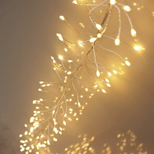 Image of Qbis 480 LED Cluster Lights – Warm White Plug-in Christmas Fairy Lights on Silver Wire, Indoor Outdoor String Lights, Small LED Cluster Christmas Decorations