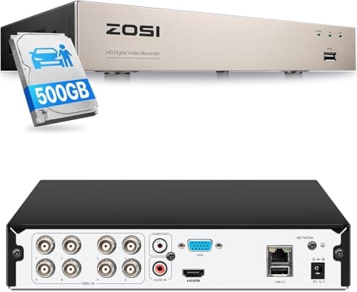 Image of ZOSI 8CH 1080P Home Security DVR with 500GB Hard Drive, AI Human/Vehicle Detection, Remote Access, H.265+ Hybrid 4-in-1 Wired Surveillance DVR for HD-TVI, CVI, CVBS, AHD 960H/720P/1080P CCTV Cameras
