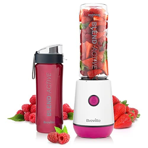 Image of Breville Blend Active Personal Blender & Smoothie Maker | 350W | 2 Portable Blend Active Bottles (600ml) | Leak Proof Lids | White & Pink [VBL248]