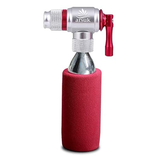 Image of Arsuk CO2 Bike Tyre Inflator – Quick-Release Mini CO2 Inflator for Presta & Schrader Valves – Lightweight CO2 Bike Pump for Road, MTB & Hybrid – Fits Threaded 12g/16g/25g Cartridges – No CO2 Included