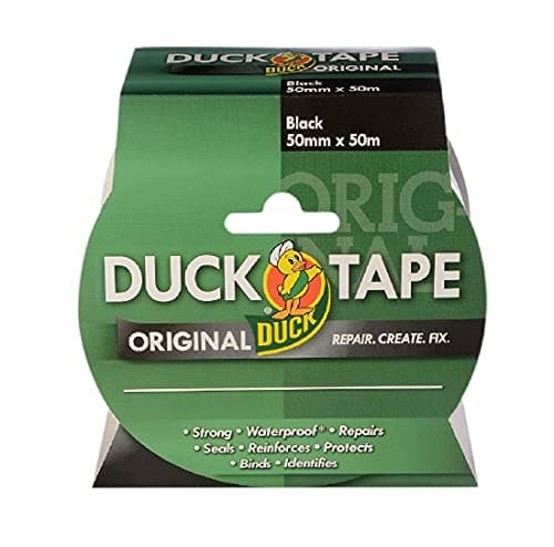 Image of Duck Tape Original Black, 50mm x 50m. The original high strength waterproof gaffer and duct adhesive cloth repair tape