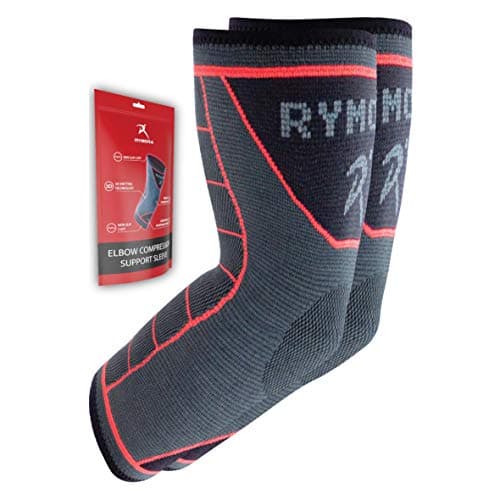 Image of Rymora Elbow Support Arm Compression Sleeves Elbow Braces for Men and Women - Supports for Tennis Elbow, Golfers Elbow, Tendonitis, Joint Pain Relief, Arthritis (Pair) (Large) [L]