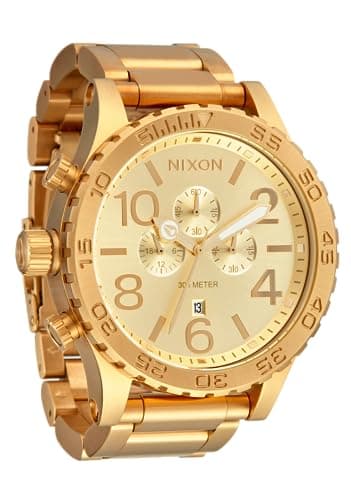 Image of NIXON 51-30 Chrono A1389-300m Water Resistant Men's Analog Fashion Watch (51mm Watch Face, 25mm Stainless Steel Band), All Gold, One Size, 51-30 Chrono