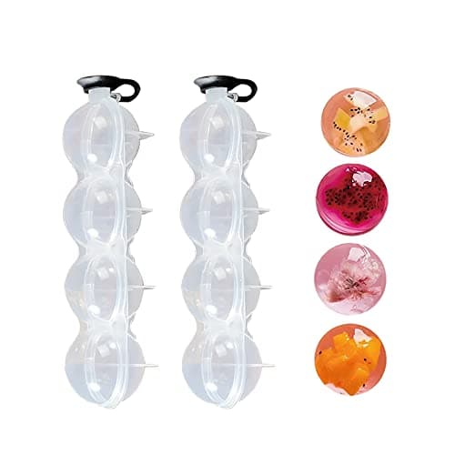 Image of 2 Pcs Ice Ball Moulds Cube Round Ball Tray Makers Sphere Molds for Bar Whiskey Cocktail