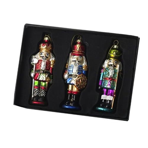 Image of Heaven Sends Set of 3 Glass Nutcracker Christmas Tree Decorations